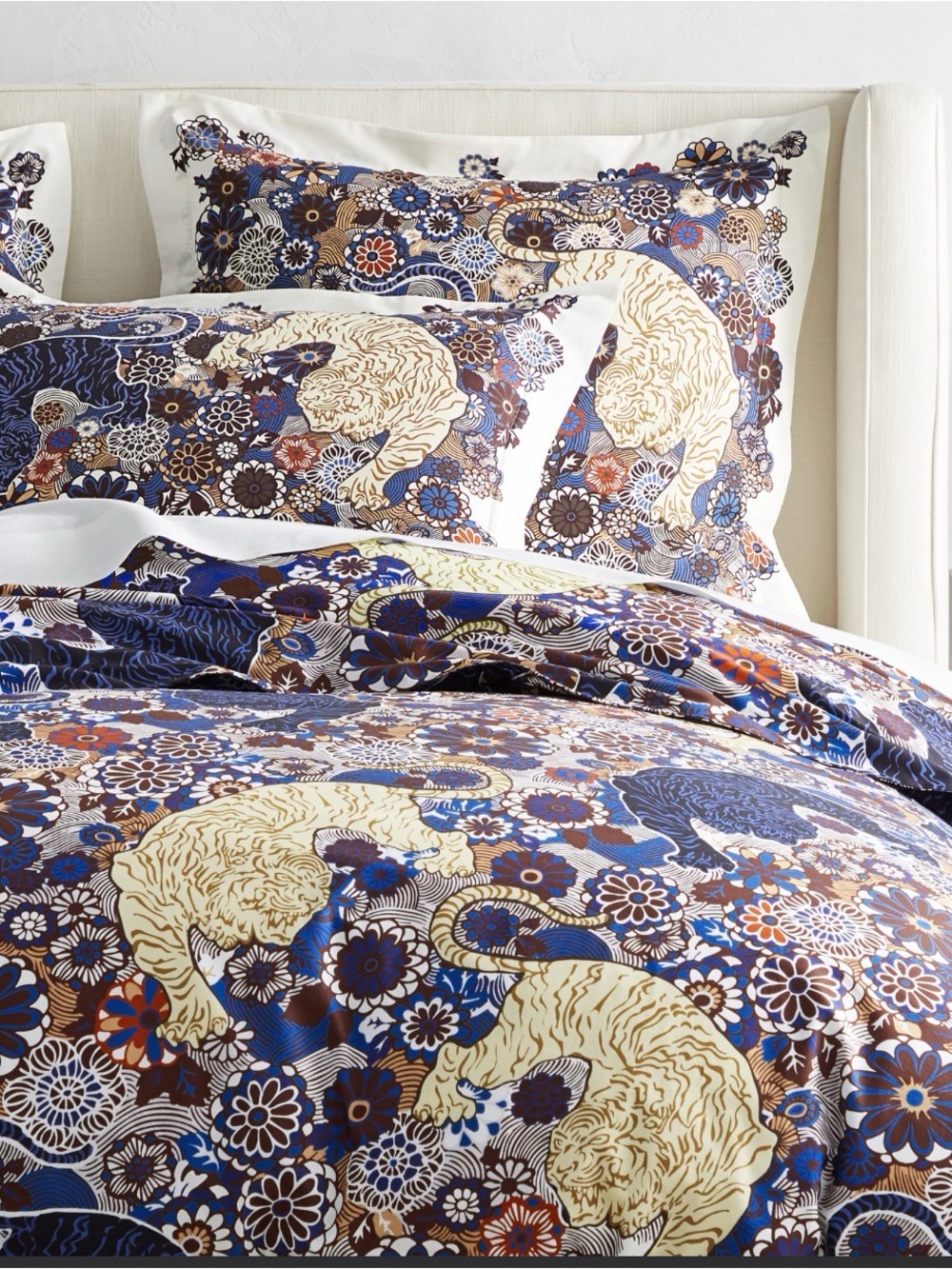 TWO EURO SHAMS Williams-Sonoma Siberian Tiger NEW without tags.